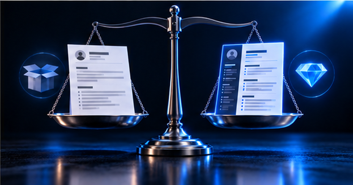 Two resume builders compared side by side against a checklist