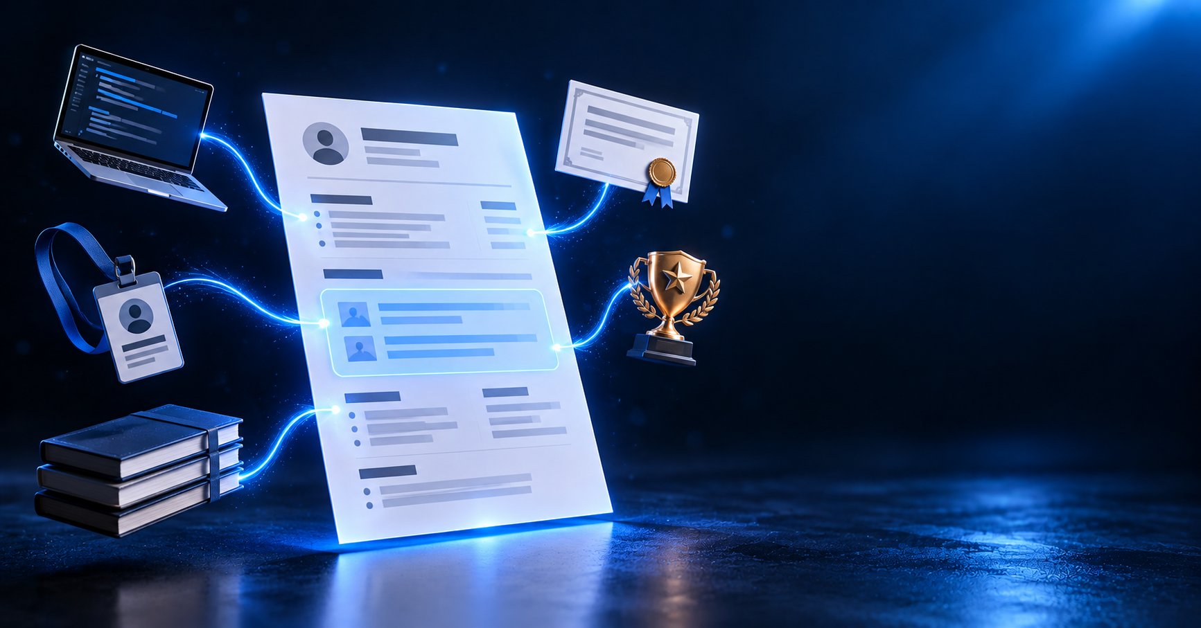 A fresher reviewing a one-page resume built from projects and coursework